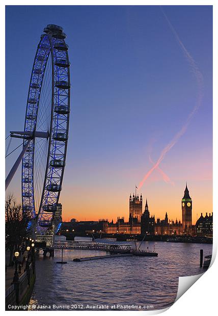 Sunset on river Thames Print by Jasna Buncic