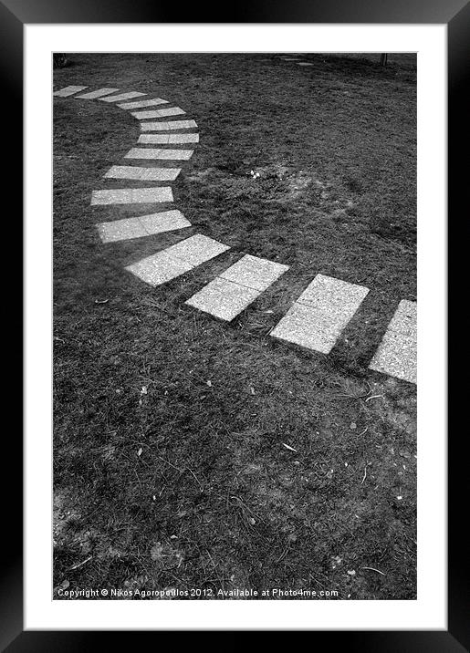 curved pathway on grass Framed Mounted Print by Alfani Photography