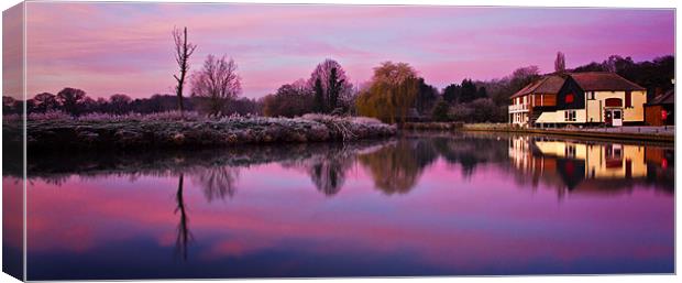 Dawn at Coltishall Common Panoramic 2 Canvas Print by Paul Macro