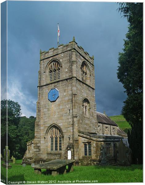 St. Wilfrid, Burnsall Canvas Print by Steven Watson