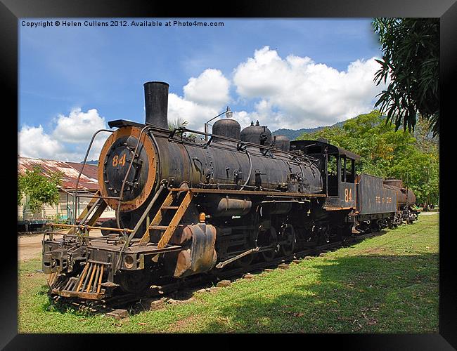 STEAM ENGINE IN COSTA RICA Framed Print by Helen Cullens