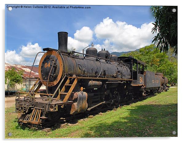 STEAM ENGINE IN COSTA RICA Acrylic by Helen Cullens
