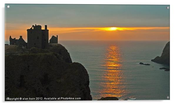 Dunnottar Castle sunrise Acrylic by alan bain