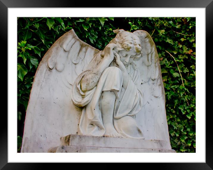 Cemetery Angel Framed Mounted Print by Buster Brown