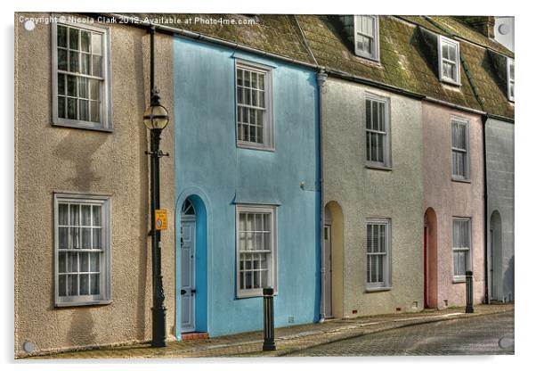 Harbourside Cottages Acrylic by Nicola Clark