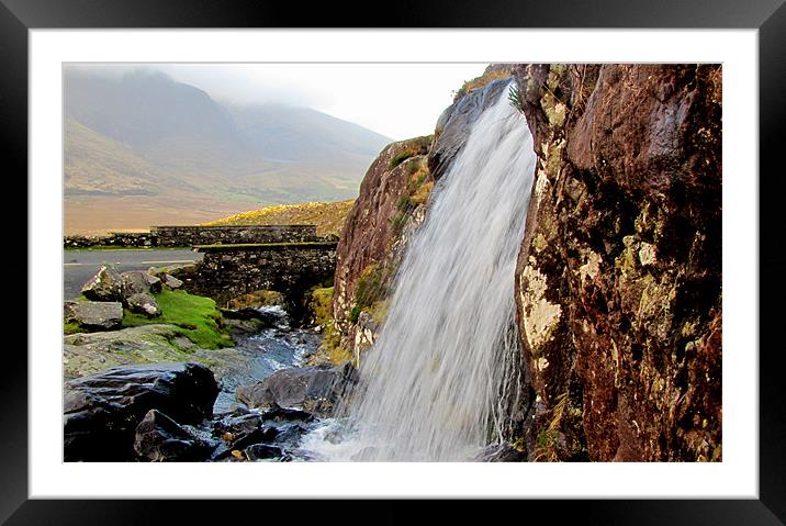 Connor Pass Waterfall Framed Mounted Print by barbara walsh