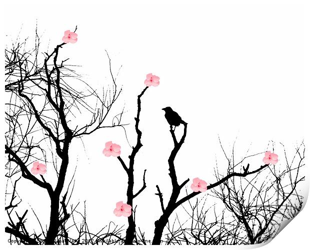 Silhouettes and blossoms Print by Sharon Lisa Clarke