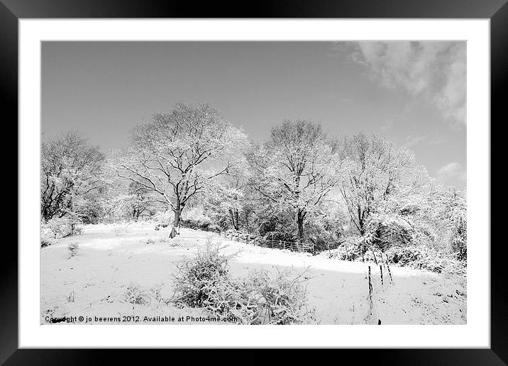 snowy hillside Framed Mounted Print by Jo Beerens