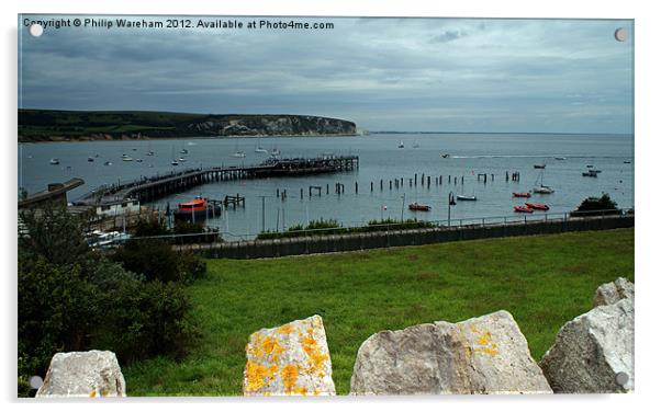 The Piers at Swanage Acrylic by Phil Wareham