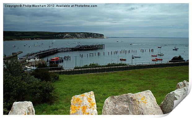The Piers at Swanage Print by Phil Wareham