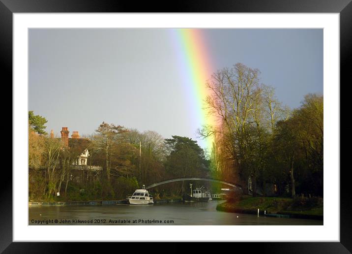 Rainbow below Chertsey Lock Framed Mounted Print by John Kirkwood