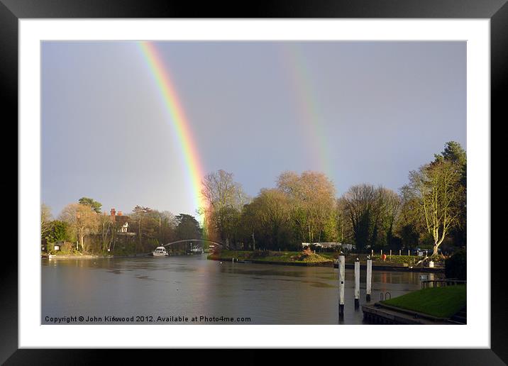 Double Rainbow at Chertsey Lock Framed Mounted Print by John Kirkwood