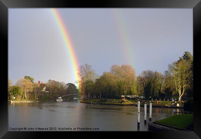 Double Rainbow at Chertsey Lock Framed Print by John Kirkwood