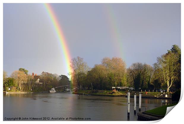 Double Rainbow at Chertsey Lock Print by John Kirkwood