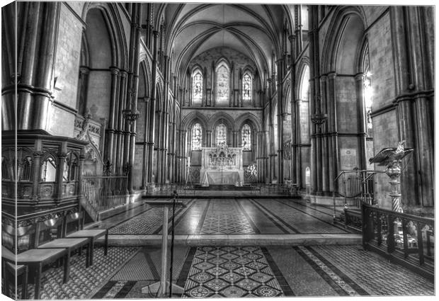Rochester Cathedral interior HDR bw. Canvas Print by David French