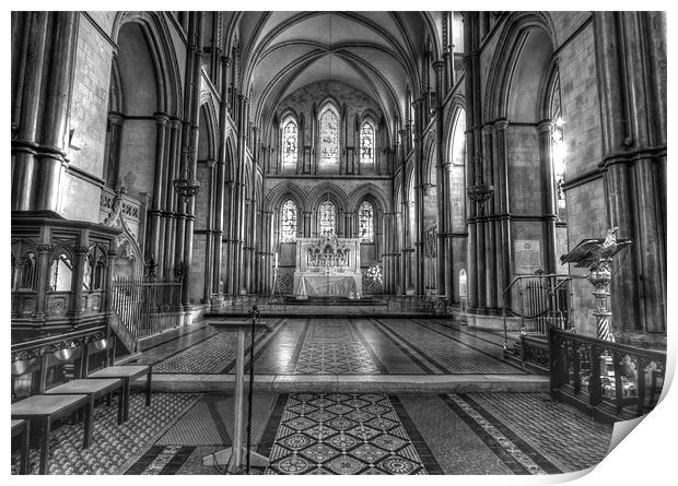 Rochester Cathedral interior HDR bw. Print by David French