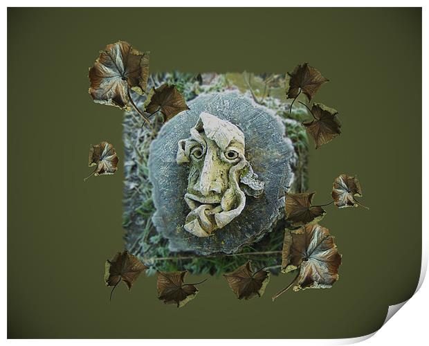 Greenman in Winter Print by Debra Kelday