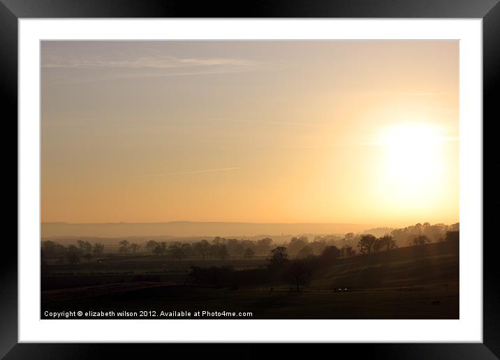 Sunset over fields Framed Mounted Print by Elizabeth Wilson-Stephen