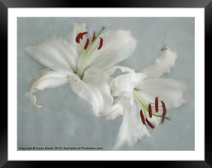 White Lillies Framed Mounted Print by Karen Martin