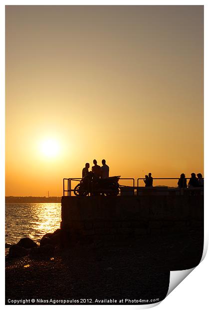 Sunset on Faliro beach Print by Alfani Photography