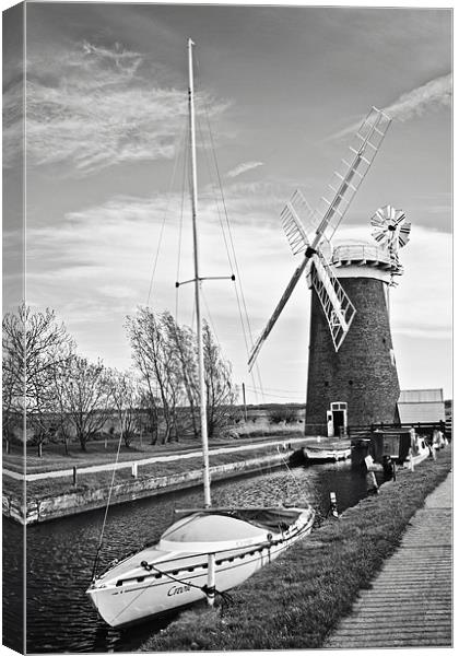 Horsey Windmill, Norfolk Mono Canvas Print by Paul Macro