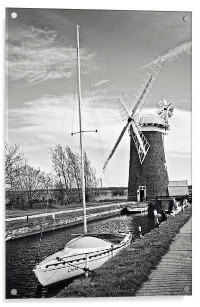 Horsey Windmill, Norfolk Mono Acrylic by Paul Macro