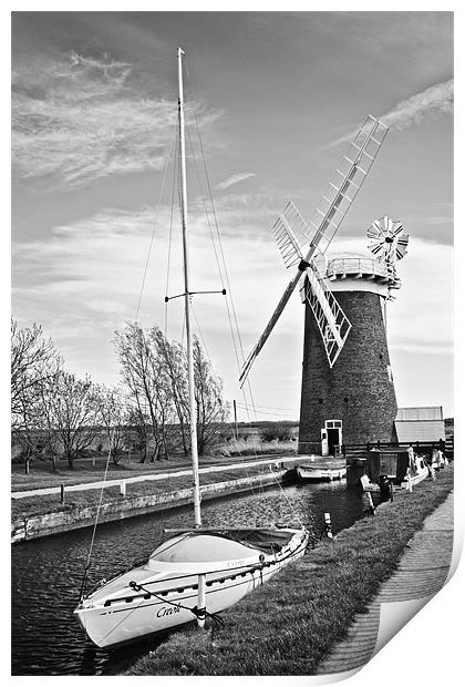 Horsey Windmill, Norfolk Mono Print by Paul Macro