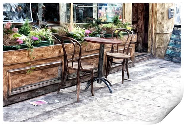 Sidewalk cafe Print by karen shivas