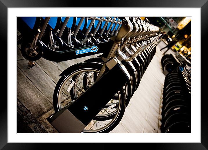 London bikes Framed Mounted Print by karen shivas