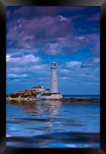 St Mary's Lighthouse Framed Print by John Ellis