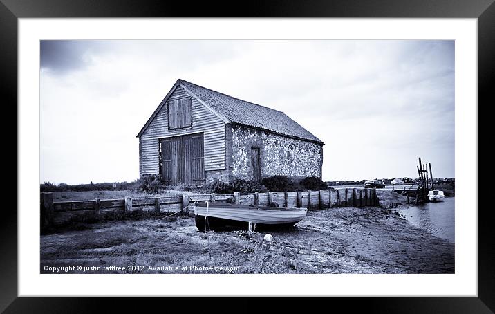 Boathouse At Thornham Framed Mounted Print by justin rafftree
