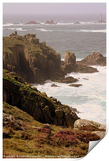 Cornish coast Print by Linsey Williams