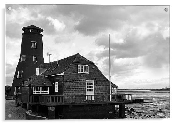 Langstone Harbour Windmill Acrylic by Donna Collett