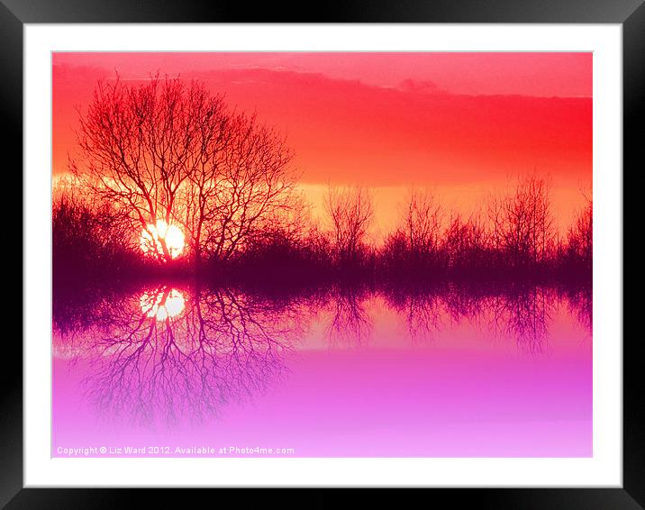 Sunset Reflection Framed Mounted Print by Liz Ward