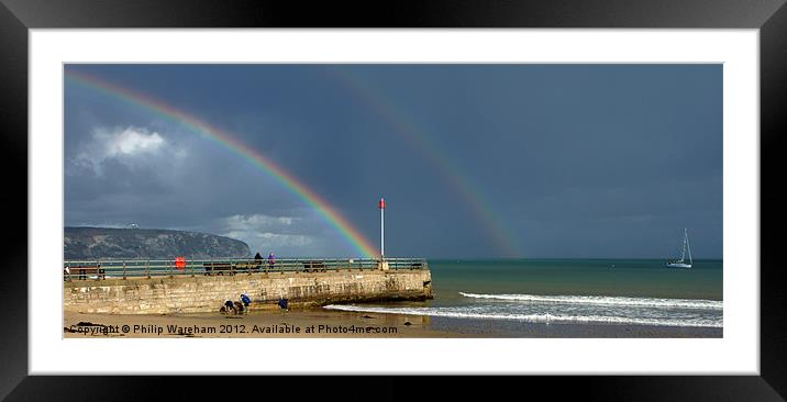 Double Rainbow at Swanage Framed Mounted Print by Phil Wareham