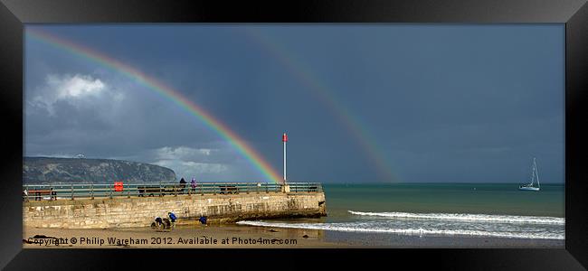 Double Rainbow at Swanage Framed Print by Phil Wareham