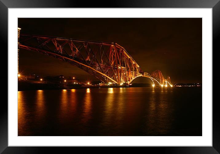 Forth Rail Bridge at Night Framed Mounted Print by Andrew Beveridge
