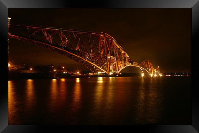 Forth Rail Bridge at Night Framed Print by Andrew Beveridge