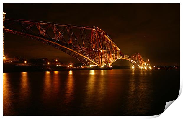 Forth Rail Bridge at Night Print by Andrew Beveridge