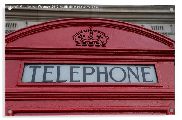 Red Telephone Box Acrylic by Julian van Woenssel