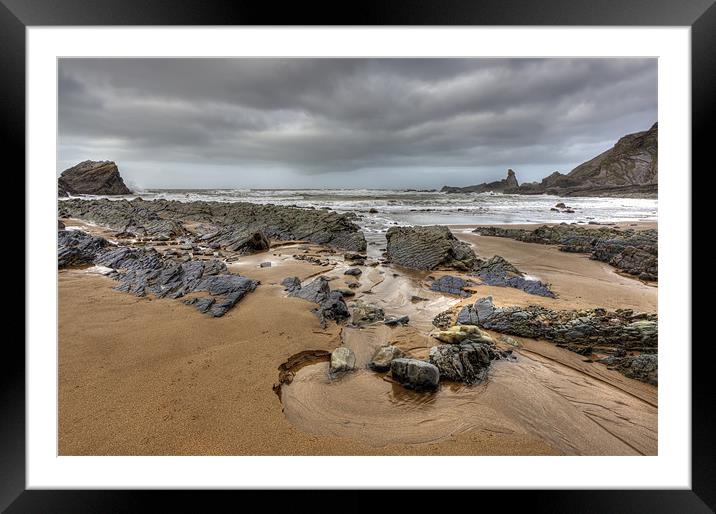 Hartland Quay at low tide Framed Mounted Print by Mike Gorton
