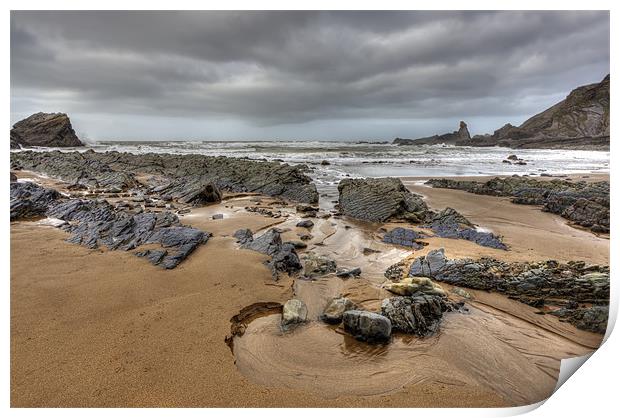 Hartland Quay at low tide Print by Mike Gorton
