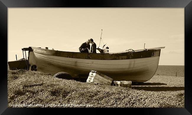 The Lobster Catch Framed Print by justin rafftree