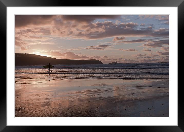 Sunset Surfer Framed Mounted Print by Canvas Landscape Peter O'Connor