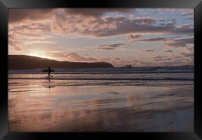 Sunset Surfer Framed Print by Canvas Landscape Peter O'Connor