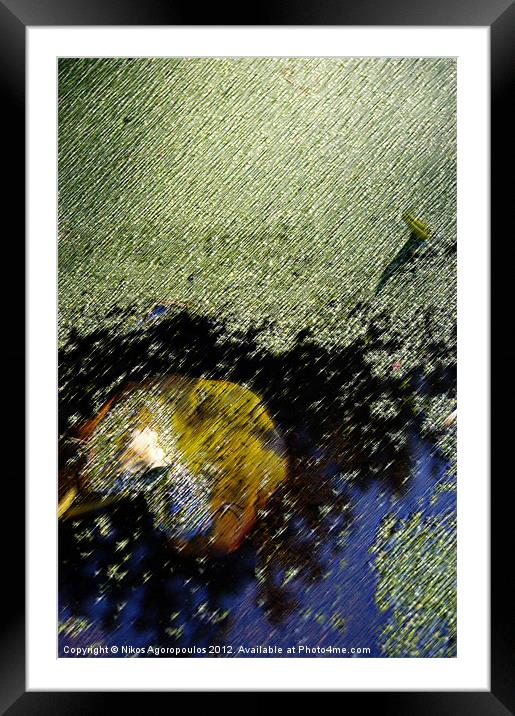 Yellow leaf in the water Framed Mounted Print by Alfani Photography