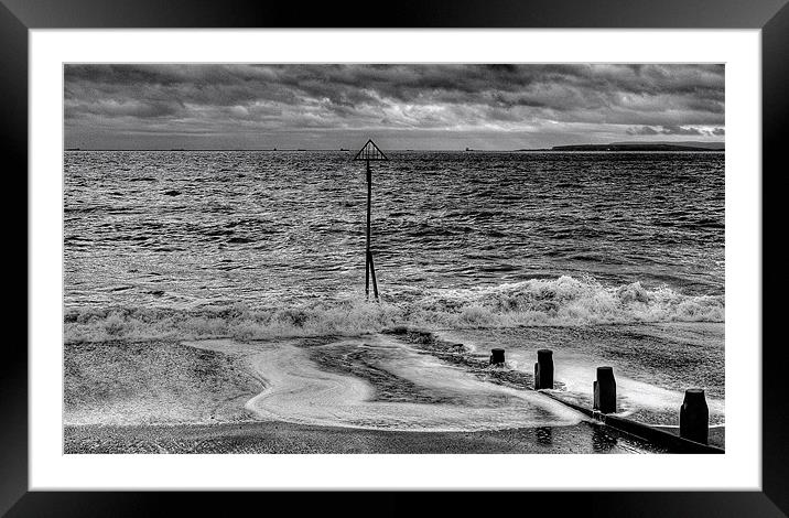 Black and White Tide Framed Mounted Print by Louise Godwin