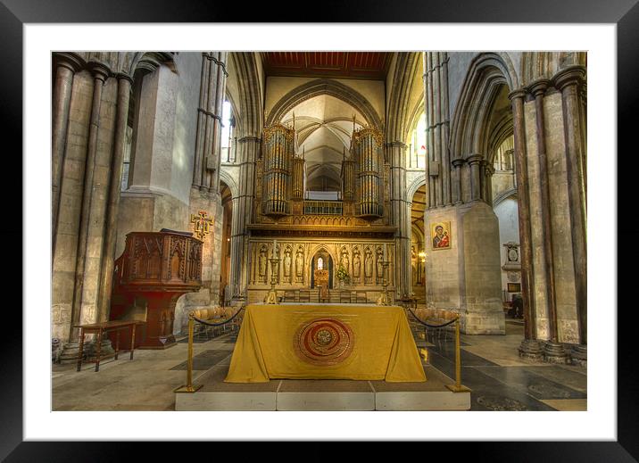 Rochester Cathedral interior HDR. Framed Mounted Print by David French