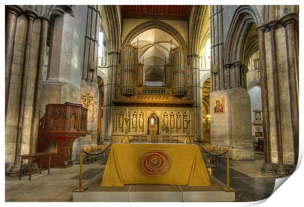 Rochester Cathedral interior HDR. Print by David French