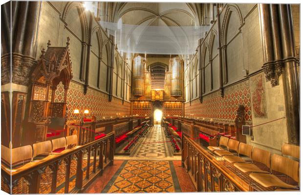 Rochester Cathedral interior HDR. Canvas Print by David French